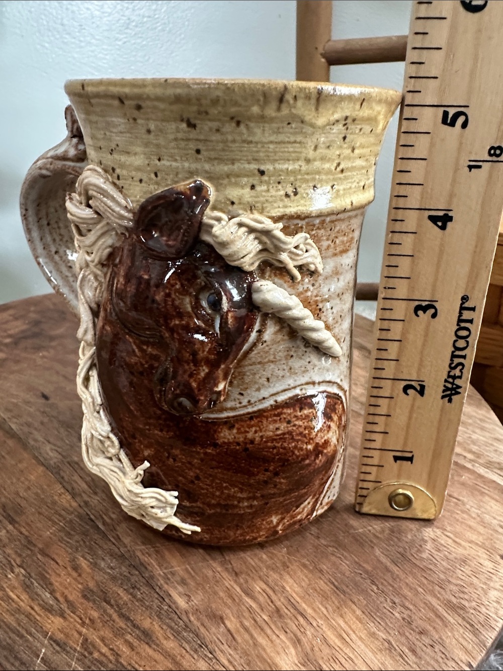 Vintage John Coiner Art Pottery Handmade Figural Unicorn Horse Mug Vessel - Picture 16 of 17